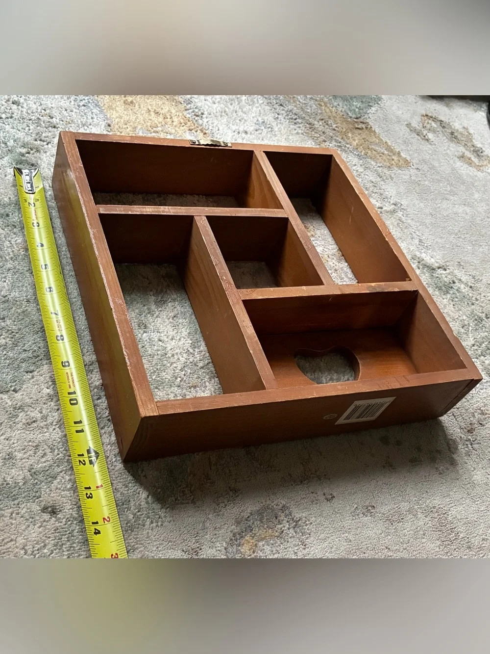 Rustic Wooden Shadow Box w/ Heart Cutout Hinged Door
